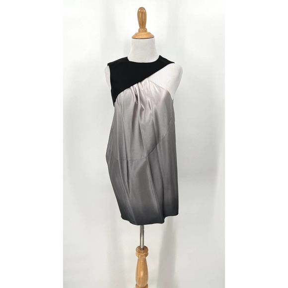 NARCISO RODRIGUEZ Tunic Dress Womens XS Gray Black Ombre Silk Asymmetrical Mini - Picture 2 of 16